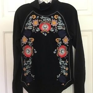 Free People black embroidered top, medium, NWT